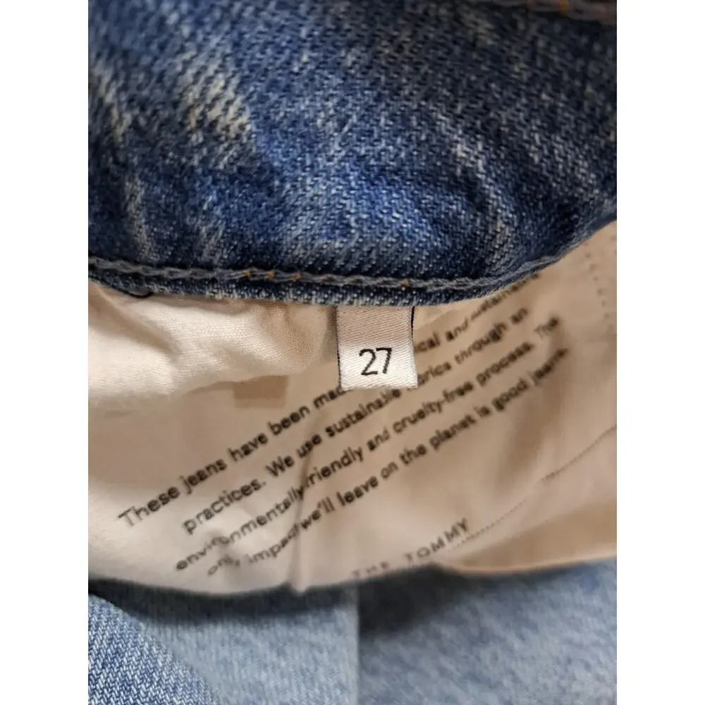 Revolve Boyish Tommy High-Rise Straight Distressed Jeans Button Fly 27 Raw Hem - Picture 8 of 9